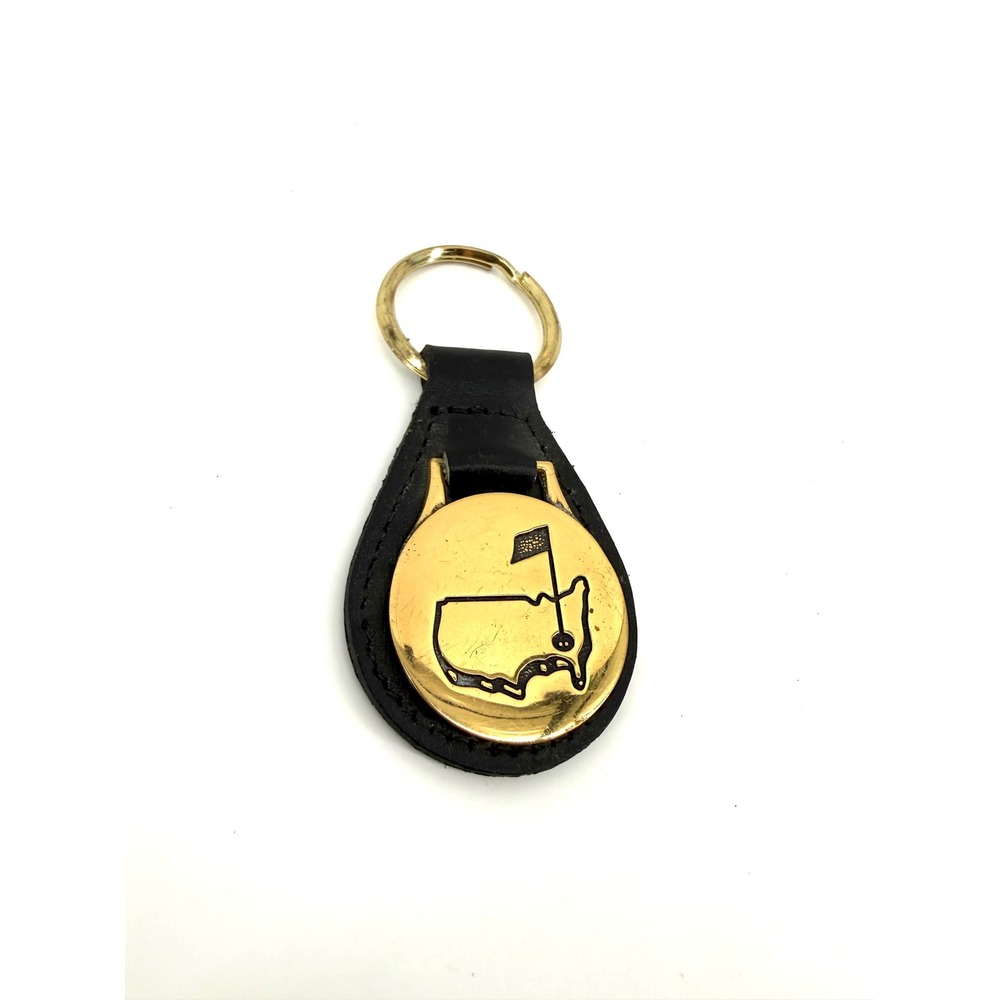 Vintage Masters Tournament Keychain OS Leather Gold Black Golf Memorabilia